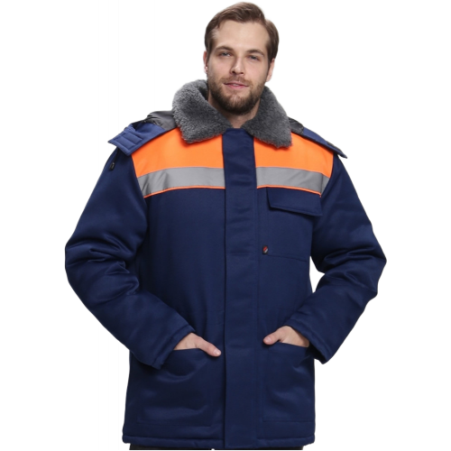 Куртка зимняя для бригадира NEW (тк.Смесовая,210), т.синий/оранжевый Куртка зимняя для бригадира NEW (тк.Смесовая,210), т.синий/оранжевый