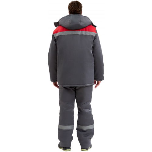 Костюм зимний Труженик-Ультра-2 СОП (тк.Смесовая,210) п/к, т.серый/красный