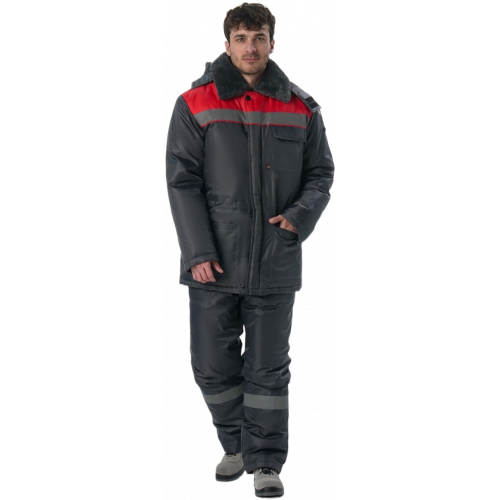 Костюм зимний Труженик-Ультра-2 (тк.Оксфорд) п/к, т.серый/красный Костюм зимний Труженик-Ультра-2 (тк.Оксфорд) п/к, т.серый/красный