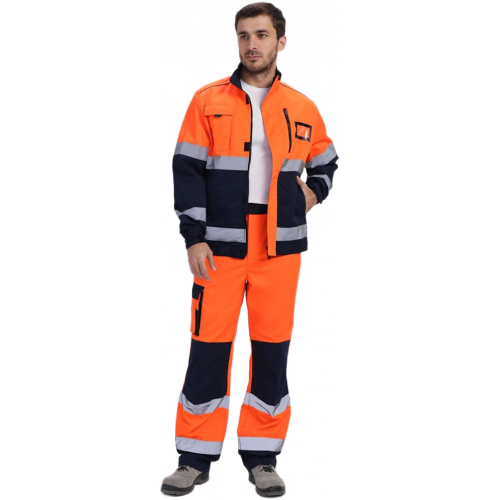 Костюм сигнальный PROFLINE ProfLineSpecialist-1 (тк.Смесовая МВО,240) брюки, оранжевый/т.синий Костюм сигнальный PROFLINE ProfLineSpecialist-1 (тк.Смесовая МВО,240) брюки, оранжевый/т.синий
