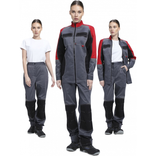 Костюм женский Вектрон-1 (тк.Смесовая,240) брюки, серый/красный/черный Костюм женский Вектрон-1 (тк.Смесовая,240) брюки, серый/красный/черный