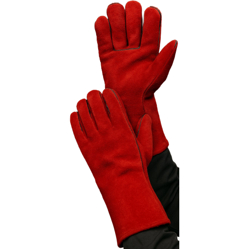 Краги спилковые красные с подкладкой Краги спилковые красные с подкладкой