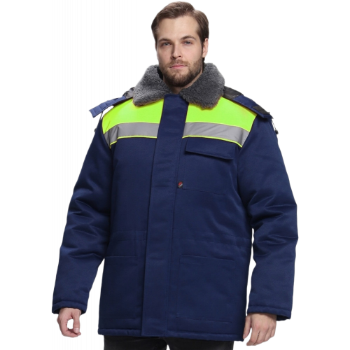 Куртка зимняя для бригадира NEW (тк.Смесовая,210), т.синий/лимонный Куртка зимняя для бригадира NEW (тк.Смесовая,210), т.синий/лимонный