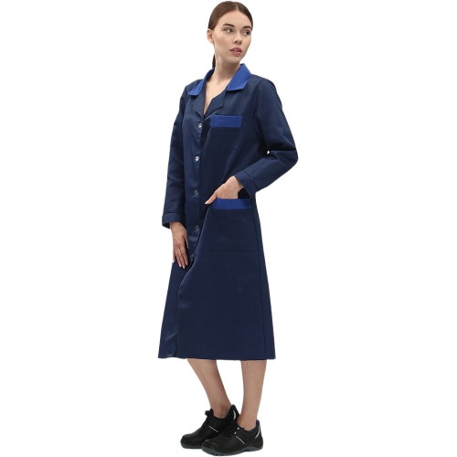 Халат женский (тк.Смесовая,210), т.синий/васильковый