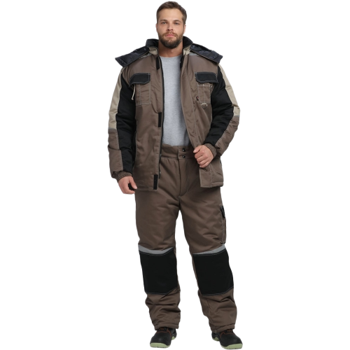 Костюм зимний Мега IMP (тк.Смесовая,240) брюки, коричневый/черный/бежевый