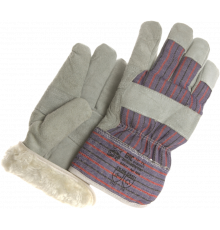 Перчатки спилковые комбинированные утепл.(иск.мех)