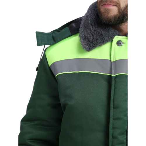 Костюм зимний Труженик-Ультра СОП (тк.Смесовая,210) брюки, т.зеленый/лимонный