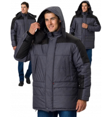 Куртка зимняя Премиум CH (тк.Мембрана), т.серый меланж/черный