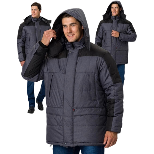 Куртка зимняя Премиум CH (тк.Мембрана), т.серый меланж/черный