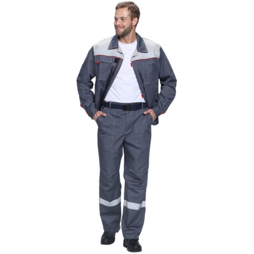 Костюм Флофт-1 Премиум СОП (тк.Смесовая,240) брюки, т.серый/серый/красный Костюм Флофт-1 Премиум СОП (тк.Смесовая,240) брюки, т.серый/серый/красный