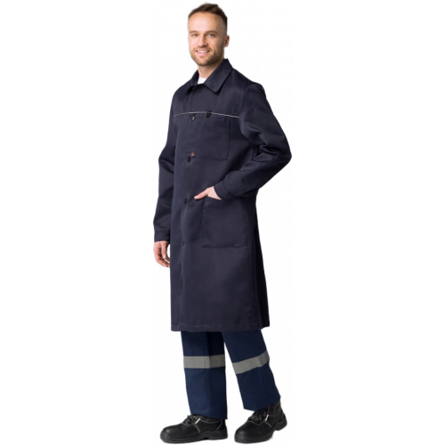 Халат мужской для ИТР (тк.Смесовая,210), т.синий