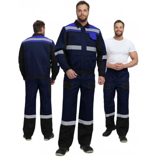 Костюм Виват-1 Премиум CH МВО (тк.Смесовая,240) брюки, т.синий/черный/васильковый