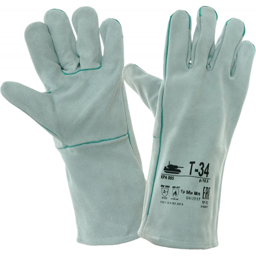 Краги спилковые Т-34 серые без подкладки, КРА005