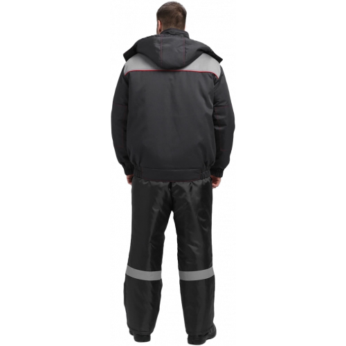 Куртка зимняя укороченная Флофт Премиум (тк.Смесовая,240), т.серый/св.серый/красный