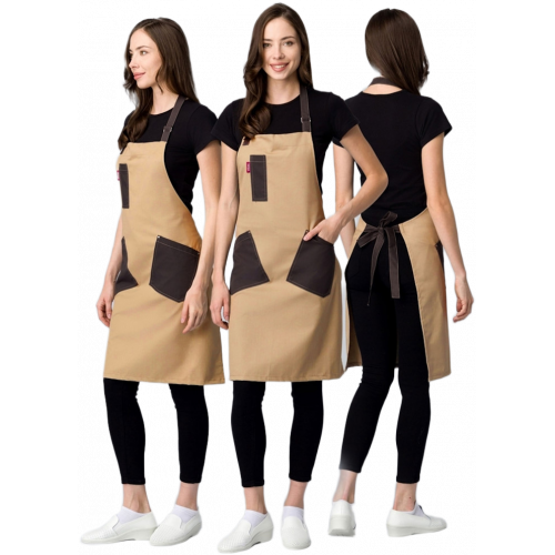 Фартук с грудкой универсальный Крафт (тк.Форвард,210), бежевый/коричневый (024) Фартук с грудкой универсальный Крафт (тк.Форвард,210), бежевый/коричневый (024)