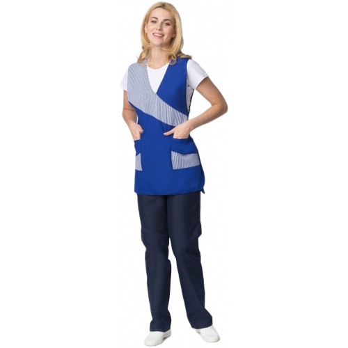 Фартук-сарафан Утро (тк.ТиСи), васильковый/полоска Фартук-сарафан Утро (тк.ТиСи), васильковый/полоска