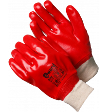 Ruby Перчатки МБС, интерлок с покрытием ПВХ красного цвета
