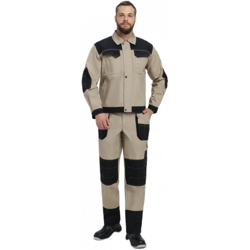 Костюм Вестгард-1 (тк.Канвас,260) брюки, бежевый/черный