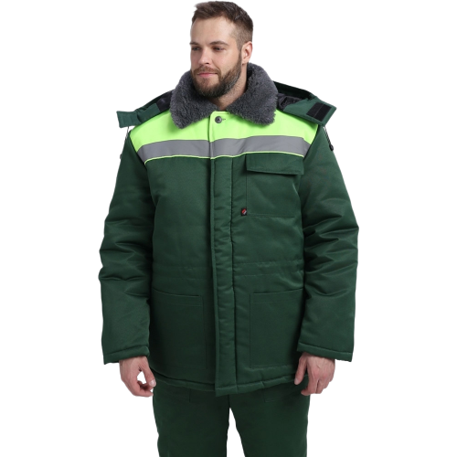 Костюм зимний Труженик-Ультра СОП (тк.Смесовая,210) брюки, т.зеленый/лимонный