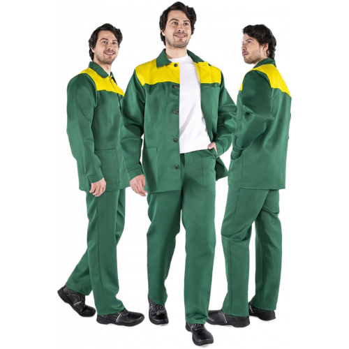 Костюм Стандарт (тк.Смесовая,210) брюки, зеленый/желтый