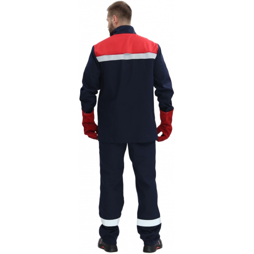 Костюм сварщика Велд-СОП 1 кл.защиты (тк.Хлопок-ОП,350) брюки, т.синий/красный