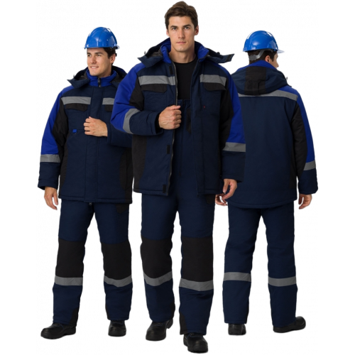 Костюм зимний Вектрон-2 СОП (тк.Смесовая,240) п/к, т.синий/черный/васильковый