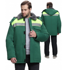 Куртка зимняя для бригадира NEW (тк.Смесовая,210), зеленый/лимонный Куртка зимняя для бригадира NEW (тк.Смесовая,210), зеленый/лимонный