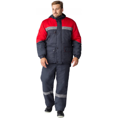 Костюм зимний Сибер СОП (тк.Балтекс,210) п/к, т.серый/красный