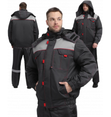 Куртка зимняя укороченная Флофт Премиум (тк.Смесовая,240), т.серый/св.серый/красный Куртка зимняя укороченная Флофт Премиум (тк.Смесовая,240), т.серый/св.серый/красный