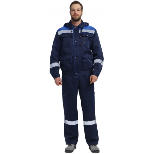 Костюм Нейч-2 СОП с капюшоном К. (тк.Смесовая,210) п/к, т.синий/васильковый