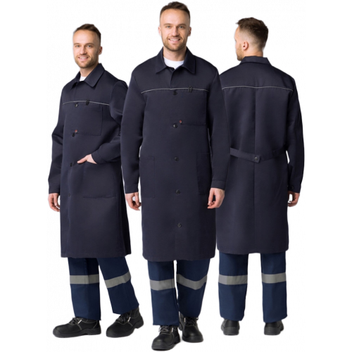 Халат мужской для ИТР (тк.Смесовая,210), т.синий