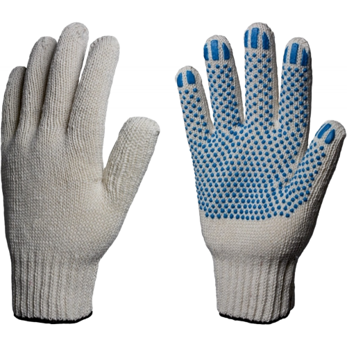 Перчатки х/б 7,5кл. ЛЮКС с ПВХ ТОЧКА 58-60гр. 216текс, белые (10 пар) Перчатки х/б 7,5кл. ЛЮКС с ПВХ ТОЧКА 58-60гр. 216текс, белые (10 пар)