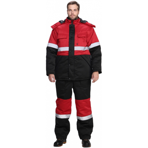 Костюм зимний Нордхард-2 СОП (тк.Смесовая,250) п/к, черный/красный