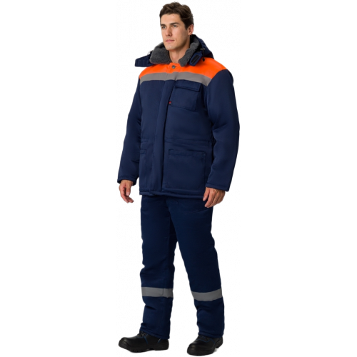 Костюм зимний Труженик-Ультра-2 (тк.Смесовая,210) п/к, т.синий/оранжевый