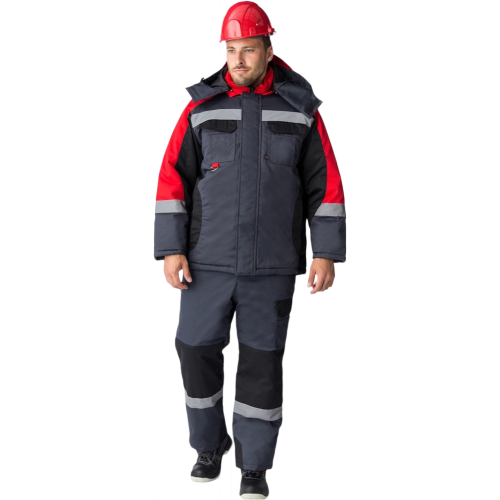 Костюм зимний Вектрон-2 СОП (тк.Смесовая,240) п/к, черный/красный/серый