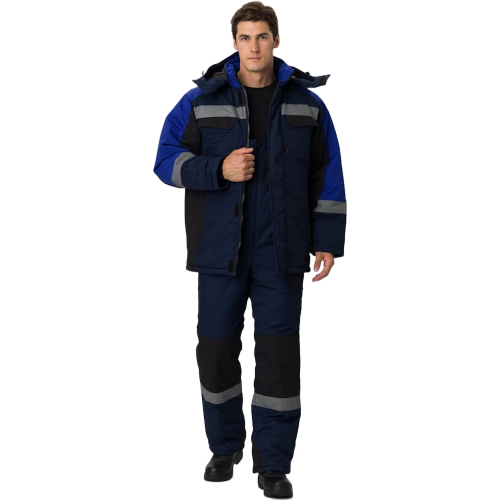 Костюм зимний Вектрон-2 СОП (тк.Смесовая,240) п/к, т.синий/черный/васильковый