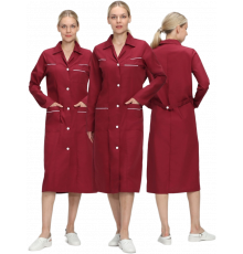 Халат женский Диана (тк.ТиСи), бордовый/белый