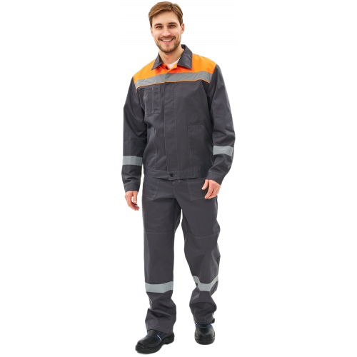 Костюм Липецк-1 СОП CH (тк.Смесовая,280) брюки, т.серый/оранжевый