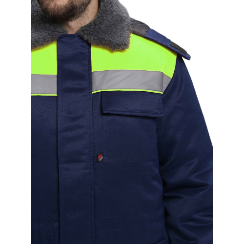 Куртка зимняя для бригадира NEW (тк.Смесовая,210), т.синий/лимонный Куртка зимняя для бригадира NEW (тк.Смесовая,210), т.синий/лимонный