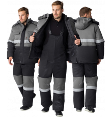 Костюм зимний Нордхард-2 СОП (тк.Смесовая,250) п/к, черный/серый Костюм зимний Нордхард-2 СОП (тк.Смесовая,250) п/к, черный/серый