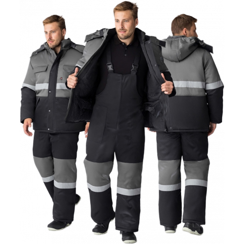 Костюм зимний Нордхард-2 СОП (тк.Смесовая,250) п/к, черный/серый Костюм зимний Нордхард-2 СОП (тк.Смесовая,250) п/к, черный/серый