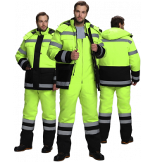 Костюм зимний для дорожника Ультра (тк.Смесовая,210) п/к, лимонный/черный Костюм зимний для дорожника Ультра (тк.Смесовая,210) п/к, лимонный/черный