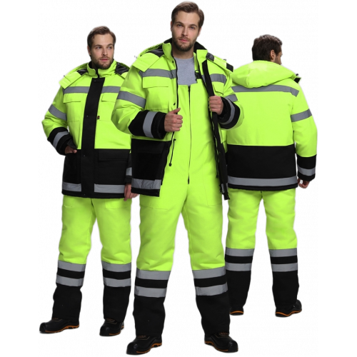 Костюм зимний для дорожника Ультра (тк.Смесовая,210) п/к, лимонный/черный Костюм зимний для дорожника Ультра (тк.Смесовая,210) п/к, лимонный/черный