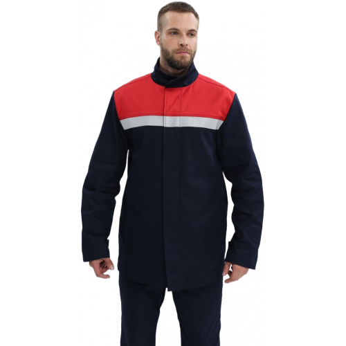 Костюм сварщика Велд-СОП 1 кл.защиты (тк.Хлопок-ОП,350) брюки, т.синий/красный