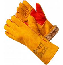 Track Lux Zima Краги из спилка оранжевого цвета, усиленные, утеплитель мех-мутон