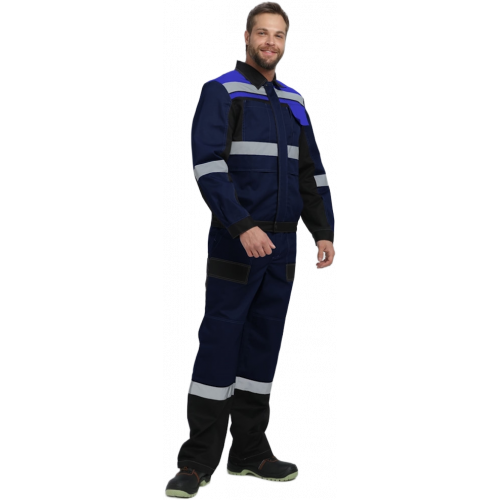 Костюм Виват-1 Премиум CH МВО (тк.Смесовая,240) брюки, т.синий/черный/васильковый