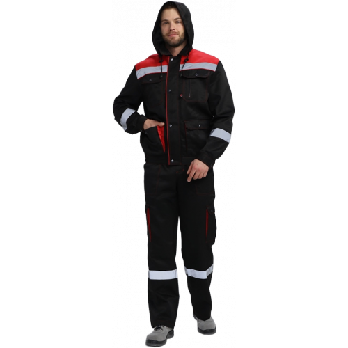 Костюм Нейч-2 СОП с капюшоном К. (тк.Смесовая,210) п/к, черный/красный