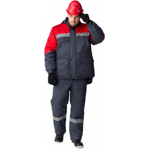 Костюм зимний Сибер СОП CH (тк.Таслан) п/к, т.серый/красный