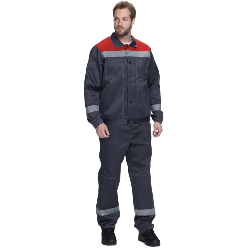 Костюм Лигор-1 СОП (тк.Смесовая,210) брюки, т.серый/красный