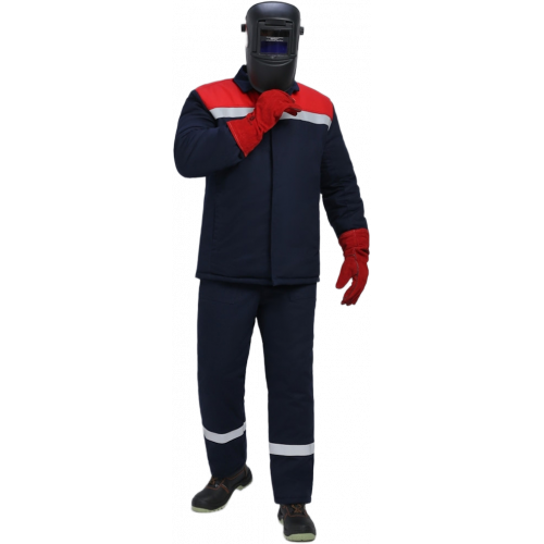 Костюм сварщика зимний Велд-СОП 1 кл.защиты (тк.Хлопок ОП,350) брюки, т.синий/красный